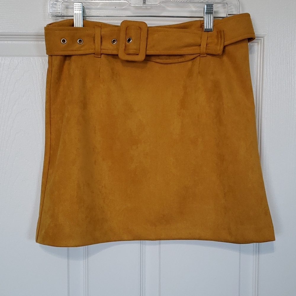 Suede mini skirt